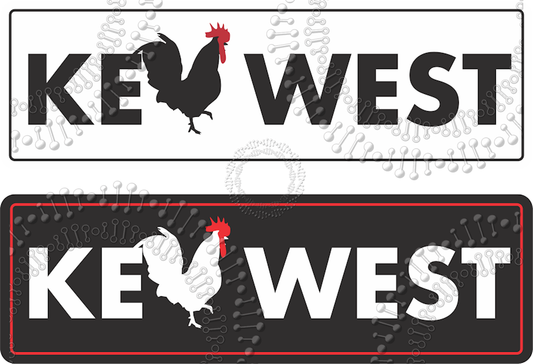 Key West, FL - Black and White Chicken Decals