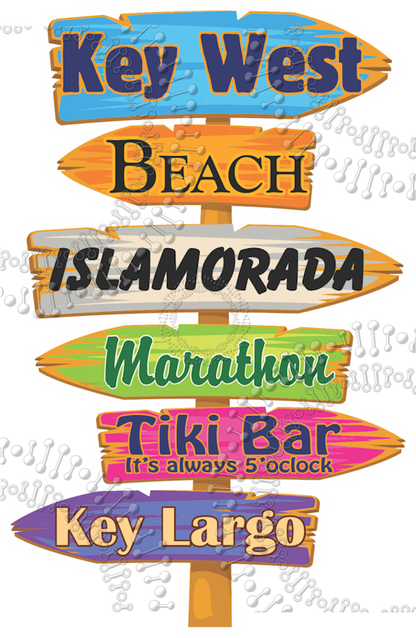 Key West, FL - Directional Sign Decal