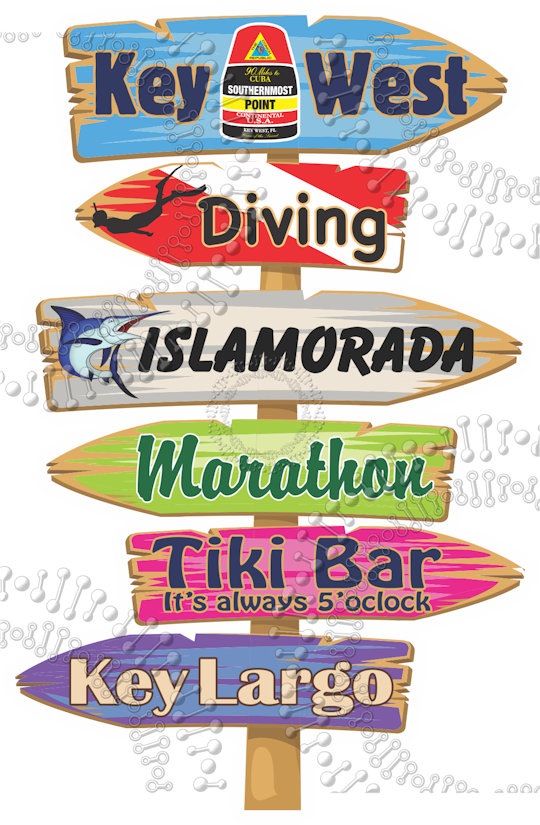 Key West, FL - Directional Sign with SMP Decal