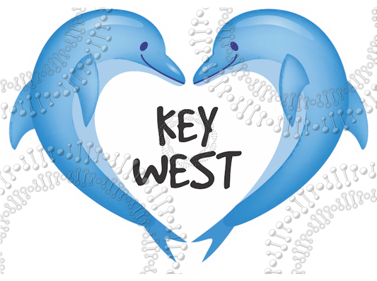 Key West, FL - Dolphin Heart Decal