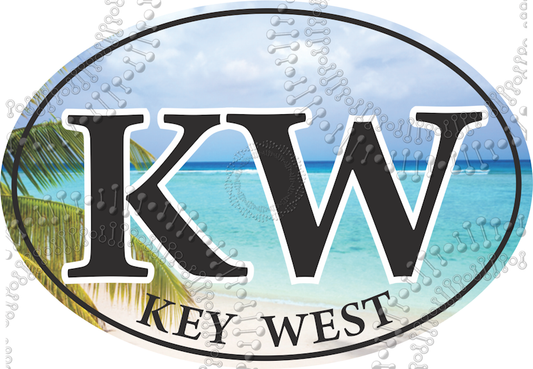 Key West, FL - KW Beach Oval Decal