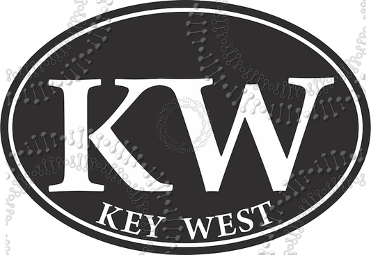 Key West, FL - KW Black Oval Decal