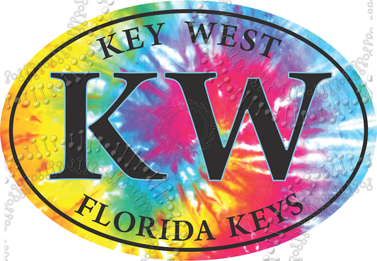 Key West, FL - KW Tie Dye Decal