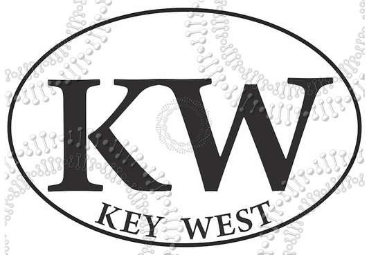 Key West, FL - KW White Oval Decal