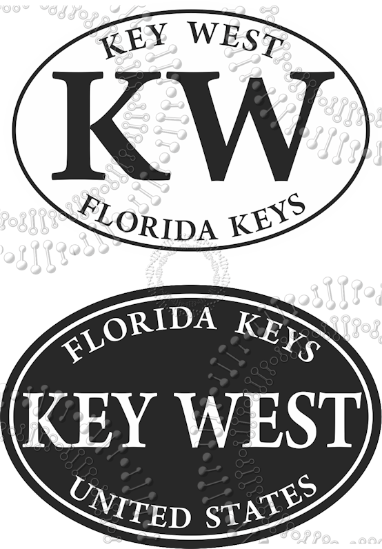 Key West, FL - KW White Oval and Black Key West Oval Decal