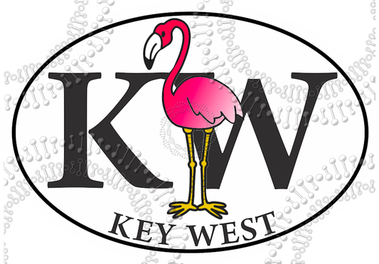 Key West, FL - KW with Flamingo Decal