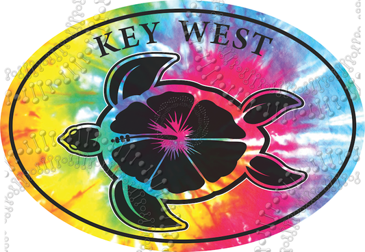 Key West, FL - Tie Dye Turtle Decal