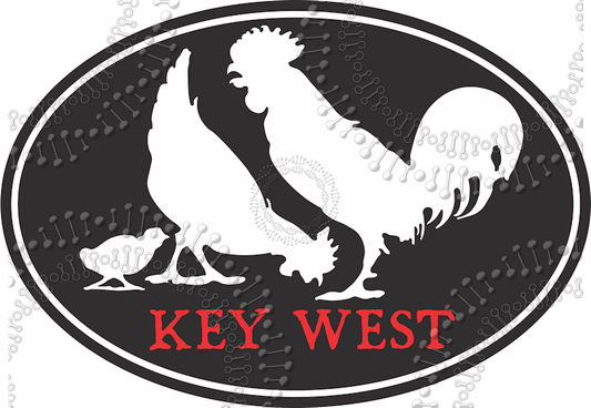 Key West, FL -  White Chickens with Chick Decal