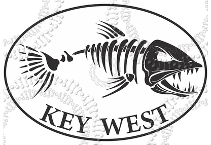 Key West, FL - White Fishbonz Decal