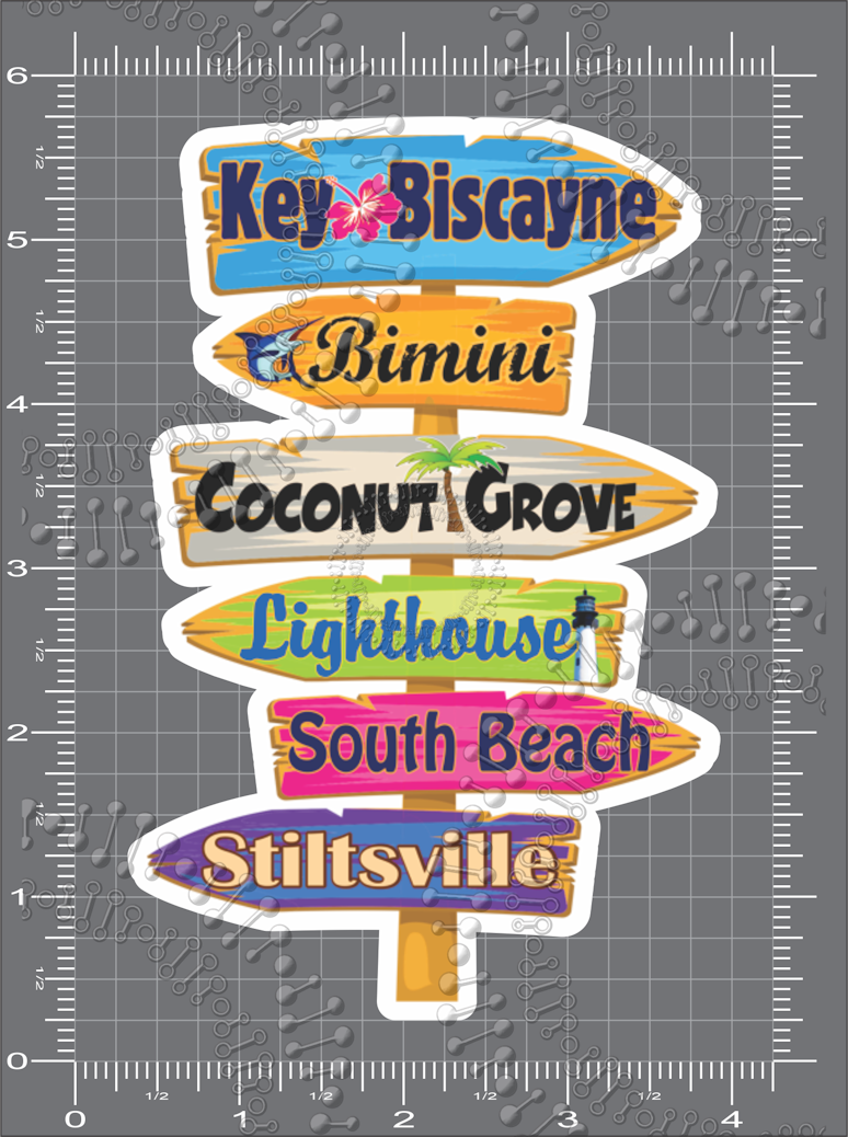 Key Biscayne, FL - Directional Sign Decal