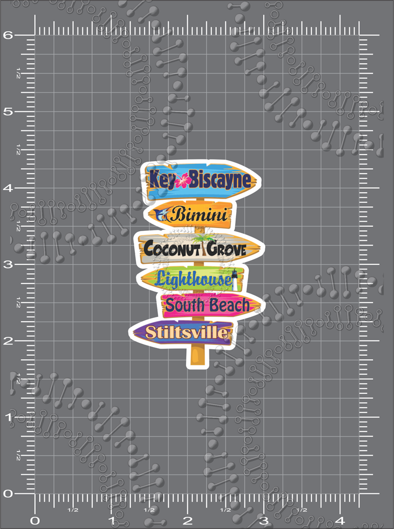 Key Biscayne, FL - Directional Sign Decal