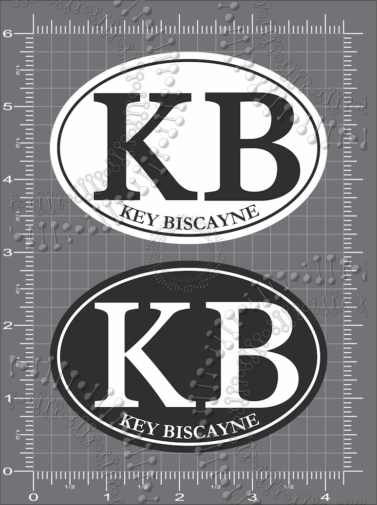 Key Biscayne, FL - KB Black and White Oval Decal