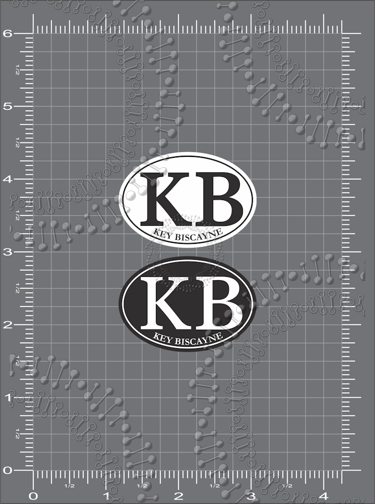 Key Biscayne, FL - KB Black and White Oval Decal