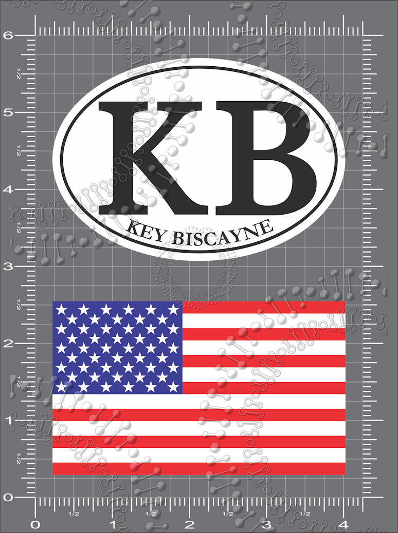 Key Biscayne, FL - White KB with Flag Decal