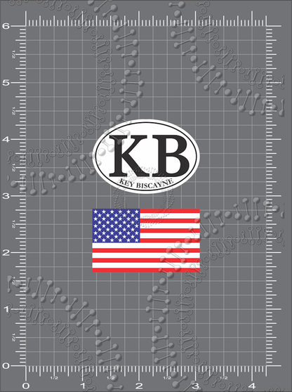 Key Biscayne, FL - White KB with Flag Decal