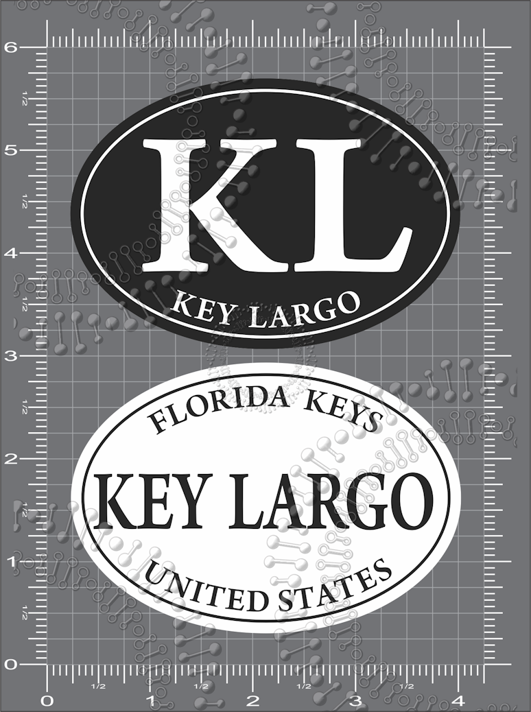 Key Largo, FL - Black KL Oval and White Key Largo Decal