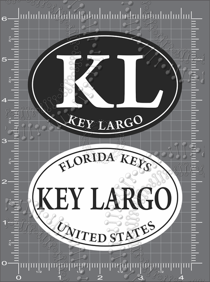 Key Largo, FL - Black KL Oval and White Key Largo Decal