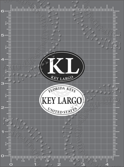 Key Largo, FL - Black KL Oval and White Key Largo Decal