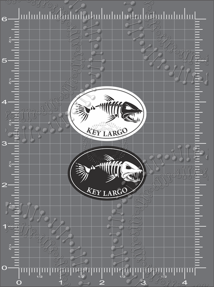 Key Largo, FL - Black and White Fishbonz Decal