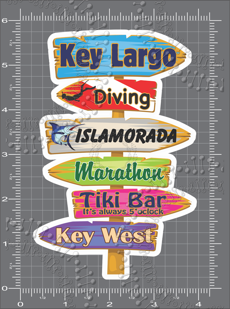 Key Largo, FL - Directional Dive Decal