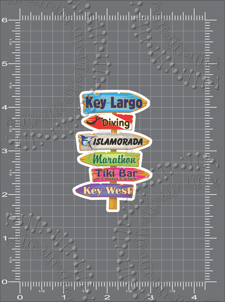 Key Largo, FL - Directional Dive Decal