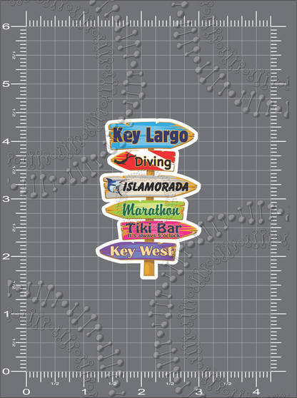 Key Largo, FL - Directional Dive Decal