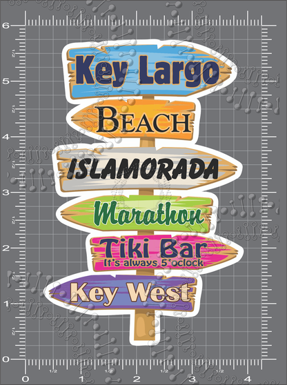 Key Largo, FL - Directional Sign Decal