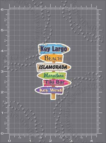 Key Largo, FL - Directional Sign Decal