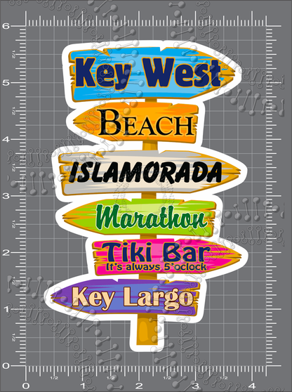 Key West, FL -  Directional Sign Decal