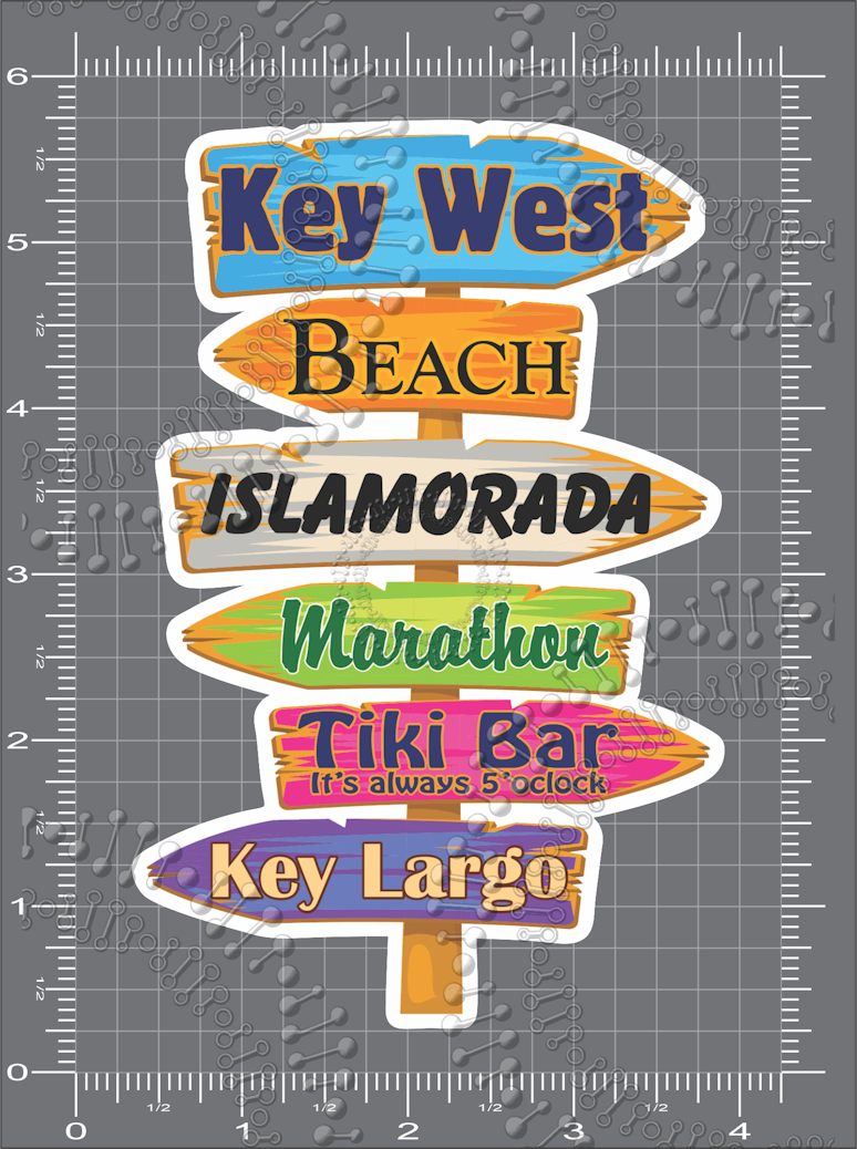 Key West, FL - Directional Sign Decal