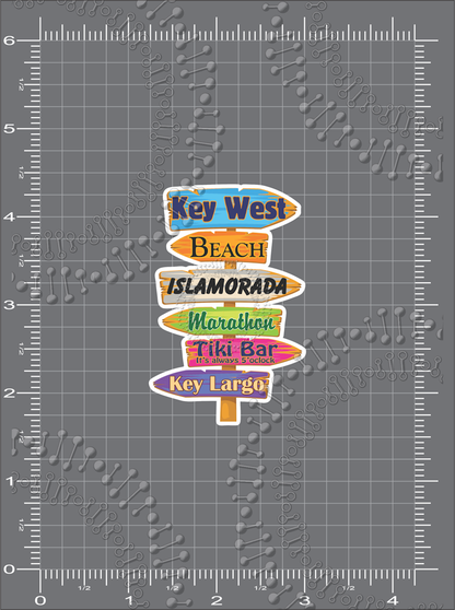 Key West, FL - Directional Sign Decal