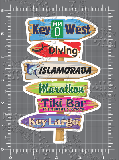 Key West, FL - Directional Sign with MM0 Decal