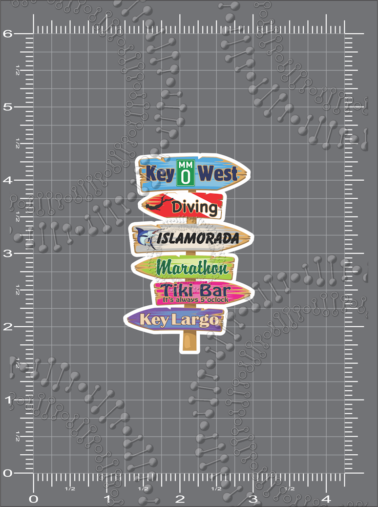 Key West, FL - Directional Sign with MM0 Decal