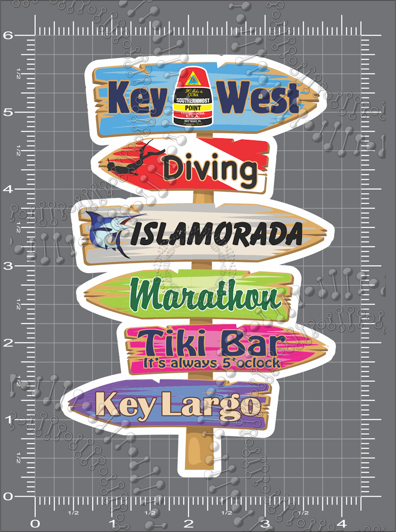 Key West, FL - Directional Sign with SMP Decal