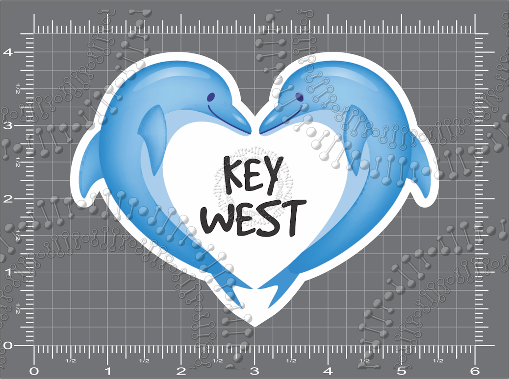 Key West, FL - Dolphin Heart Decal