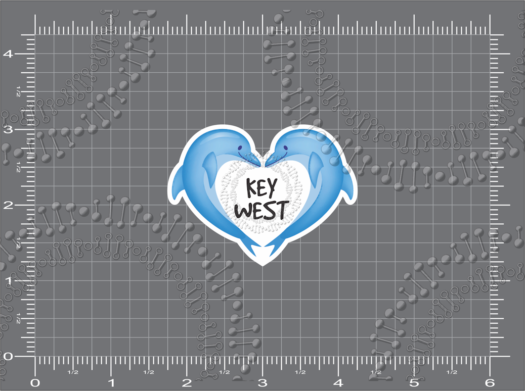 Key West, FL - Dolphin Heart Decal