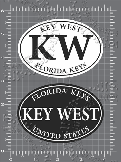 Key West, FL - KW White Oval and Black Key West Oval Decal