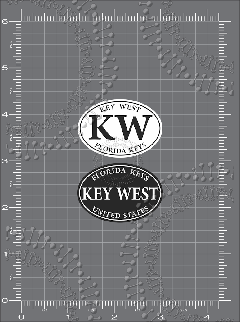 Key West, FL - KW White Oval and Black Key West Oval Decal