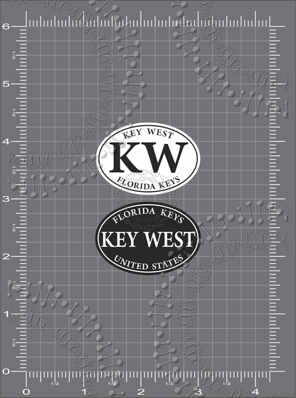 Key West, FL - KW White Oval and Black Key West Oval Decal