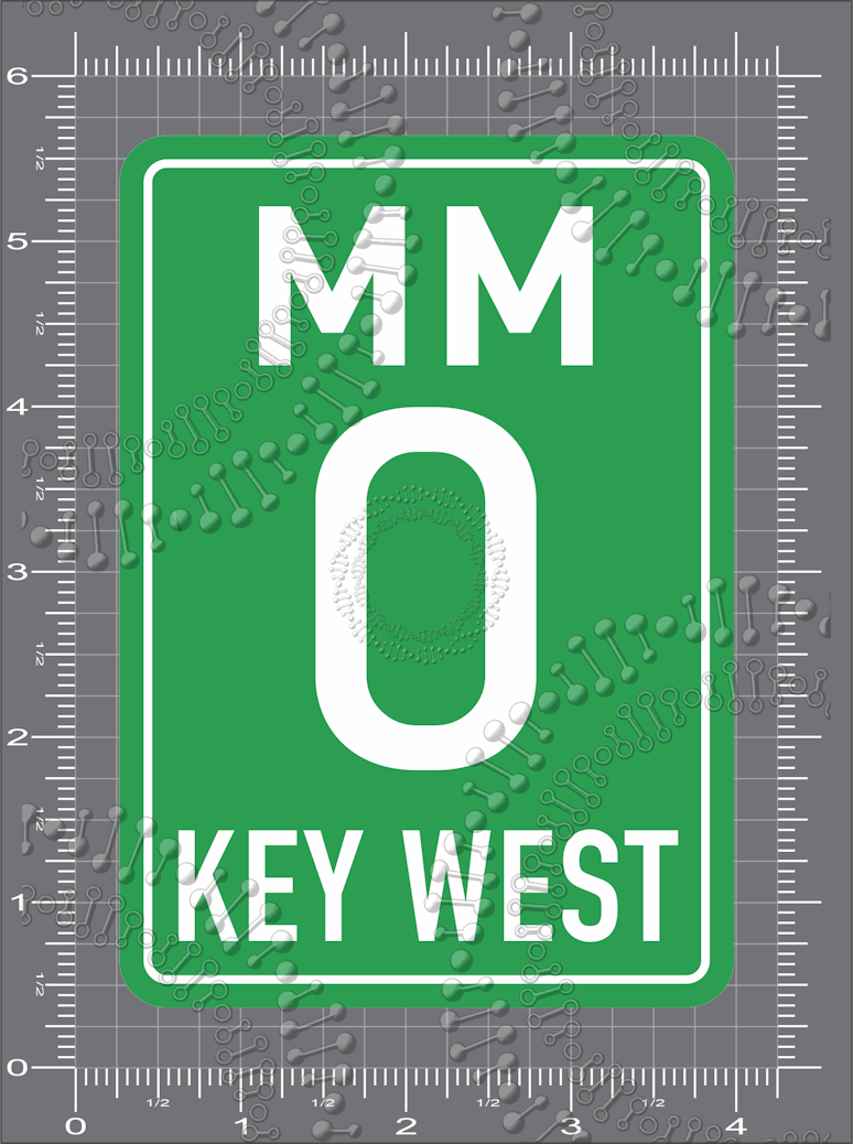 Key West, FL - Mile Marker 0 Decal