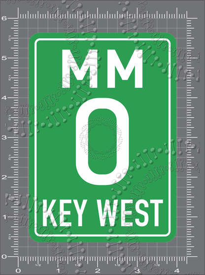 Key West, FL - Mile Marker 0 Decal