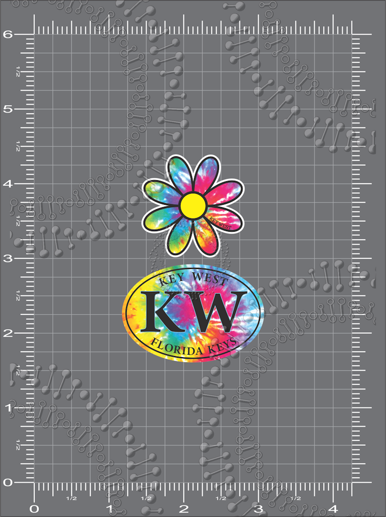 Key West, FL - Tie Dye Daisy and Oval Decal