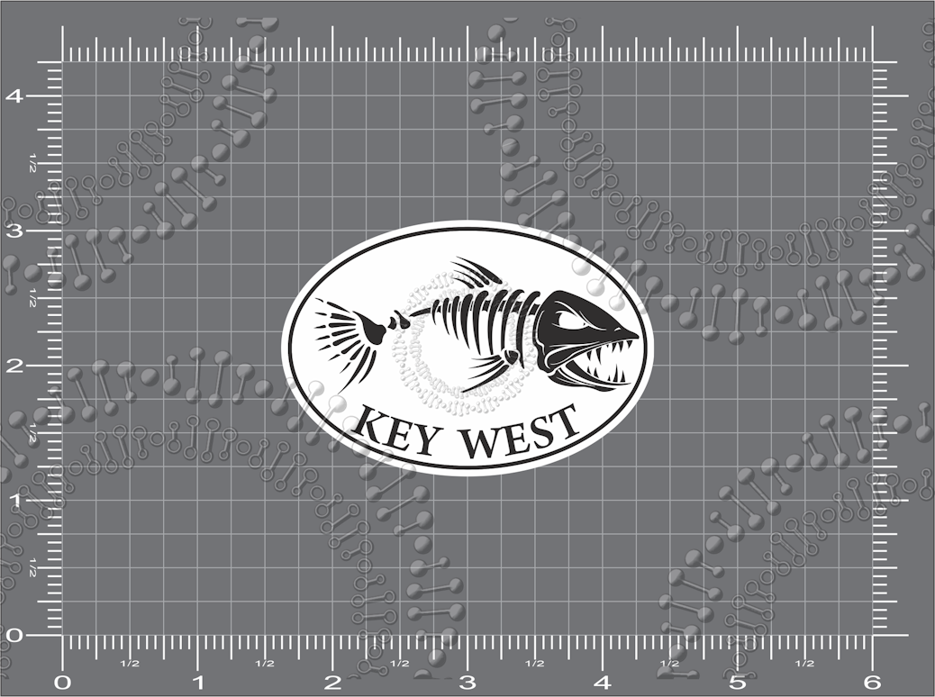 Key West, FL - White Fishbonz Decal