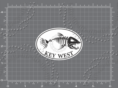 Key West, FL - White Fishbonz Decal