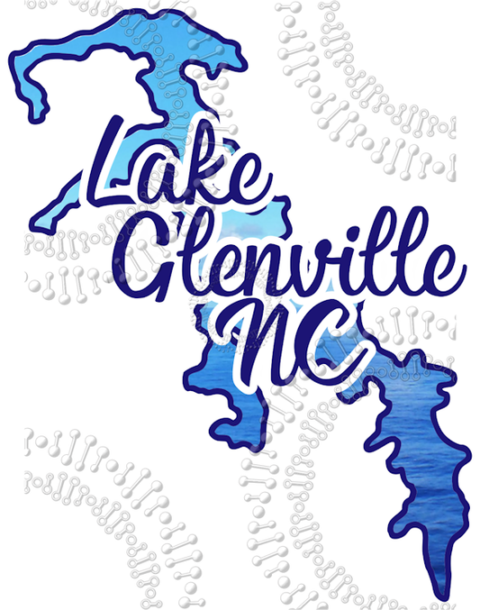 Lake Glenville, NC - Lake Shaped with Name Decal