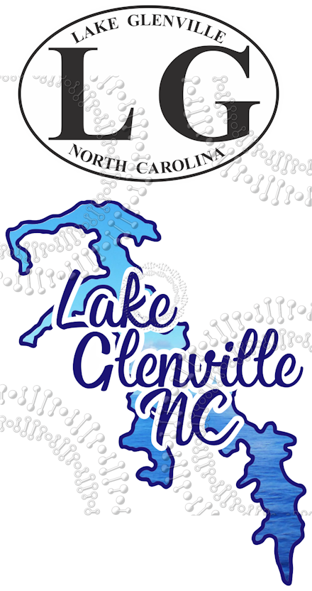 Lake Glenville, NC - White LG Oval and Lake Glenville Shaped Decal