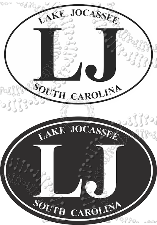 Lake Jocassee, SC - LJ Black and White Decal