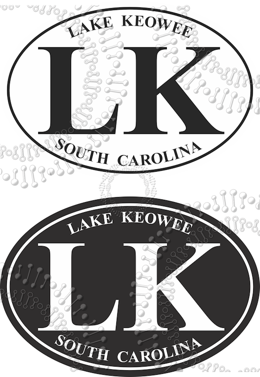 Lake Keowee, NC - LK Black and White Decal