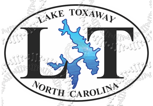 Lake Toxaway, NC - LT with Lake Shape Oval Decal