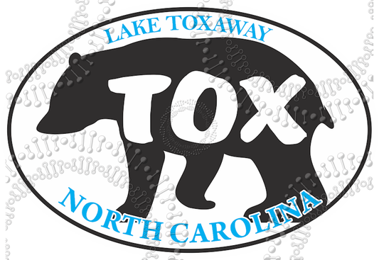 Lake Toxaway, NC - TOX Black Bear with Blue Text Decal